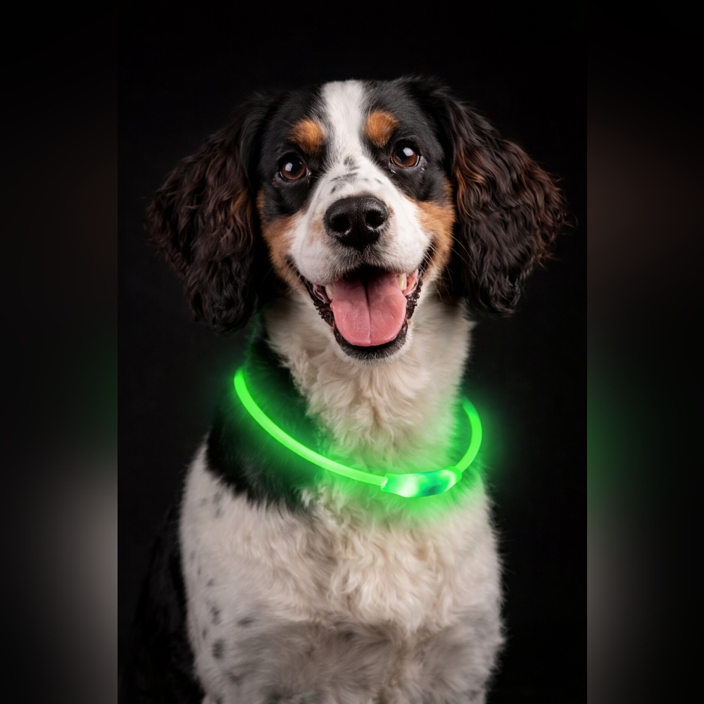 Rechargeable LED Dog Collar | Light Up Safety Collar | Waterproof | Green‎